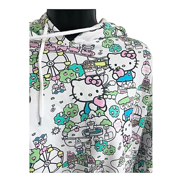 Hello kitty graphic print hello kitty city park monogram cozy hoodie size medium - Picture 5 of 16
